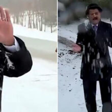 Синоптика закидали снежками во время репортажа